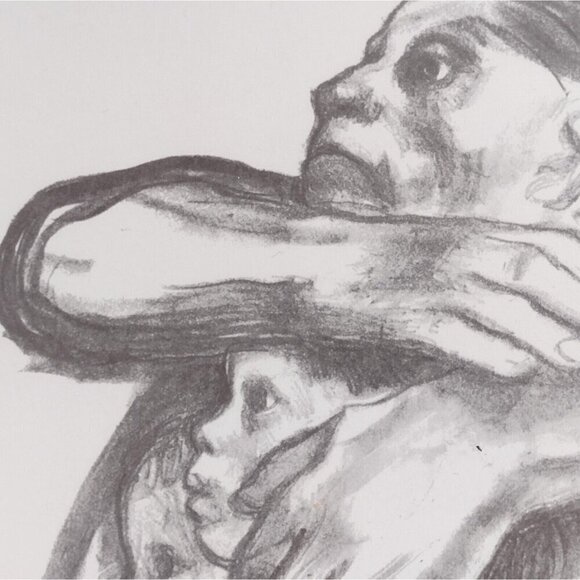 Kathe Kollwitz Framed Etching Print Seed For Sowing Should Not Be Ground 14 X 14 - Picture 3 of 11